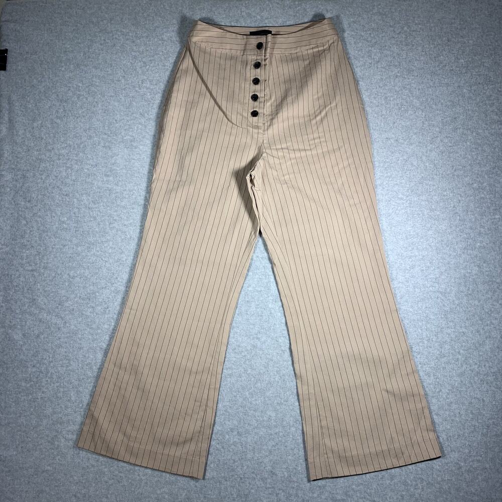 Majorelle Everest Pants Women’s Size S Beige Button Fly Stripe Flare Career